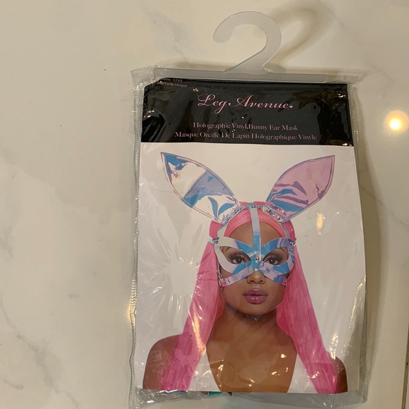 Holographic Bunny Ear Vinyl Mask (NIB) - Picture 3 of 3
